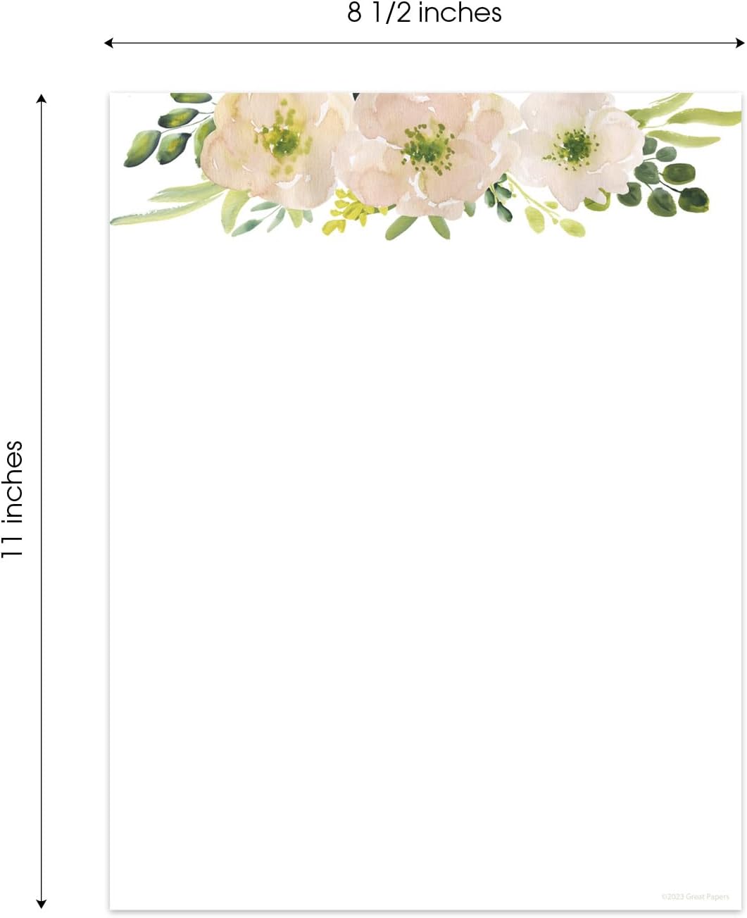 Membrete floral rosa de acuarela blanca  50 hojas  8.5 x 11 pulgadas  8.5 x 11 pulgadas  8.5 x 11 pulgadas papel decorativo de flores para baby