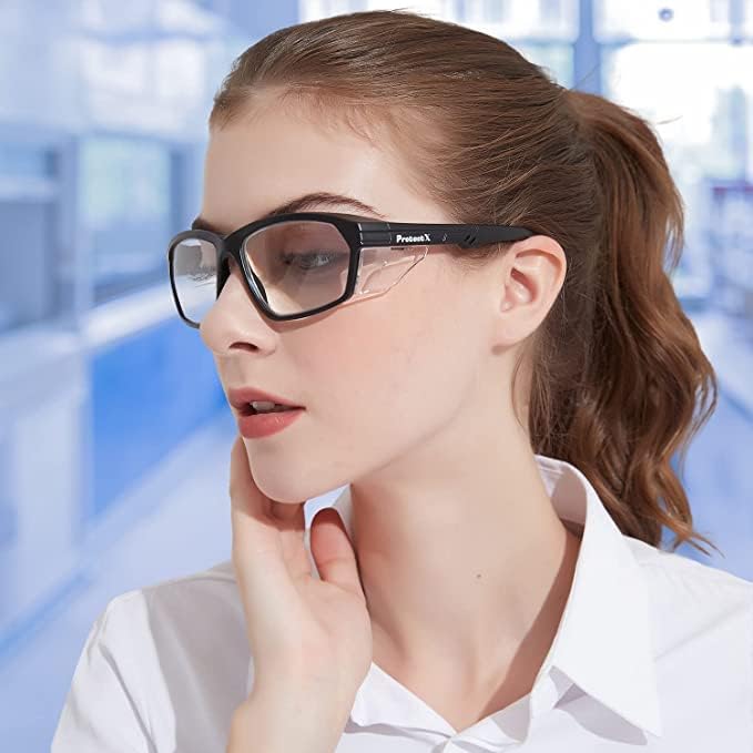 ProtectX Anteojos de seguridad clásicos, lentes antivaho resistentes a los arañazos, gafas protectoras para el trabajo, interiorexterior, ANSI Z87.1