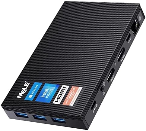 MeLE Quieter3C Mini PC sin ventilador Windows 11 Home, N5105 4GB 128GB Micro computadora de escritorio pequeño con función completa USB-C, WiFi5,