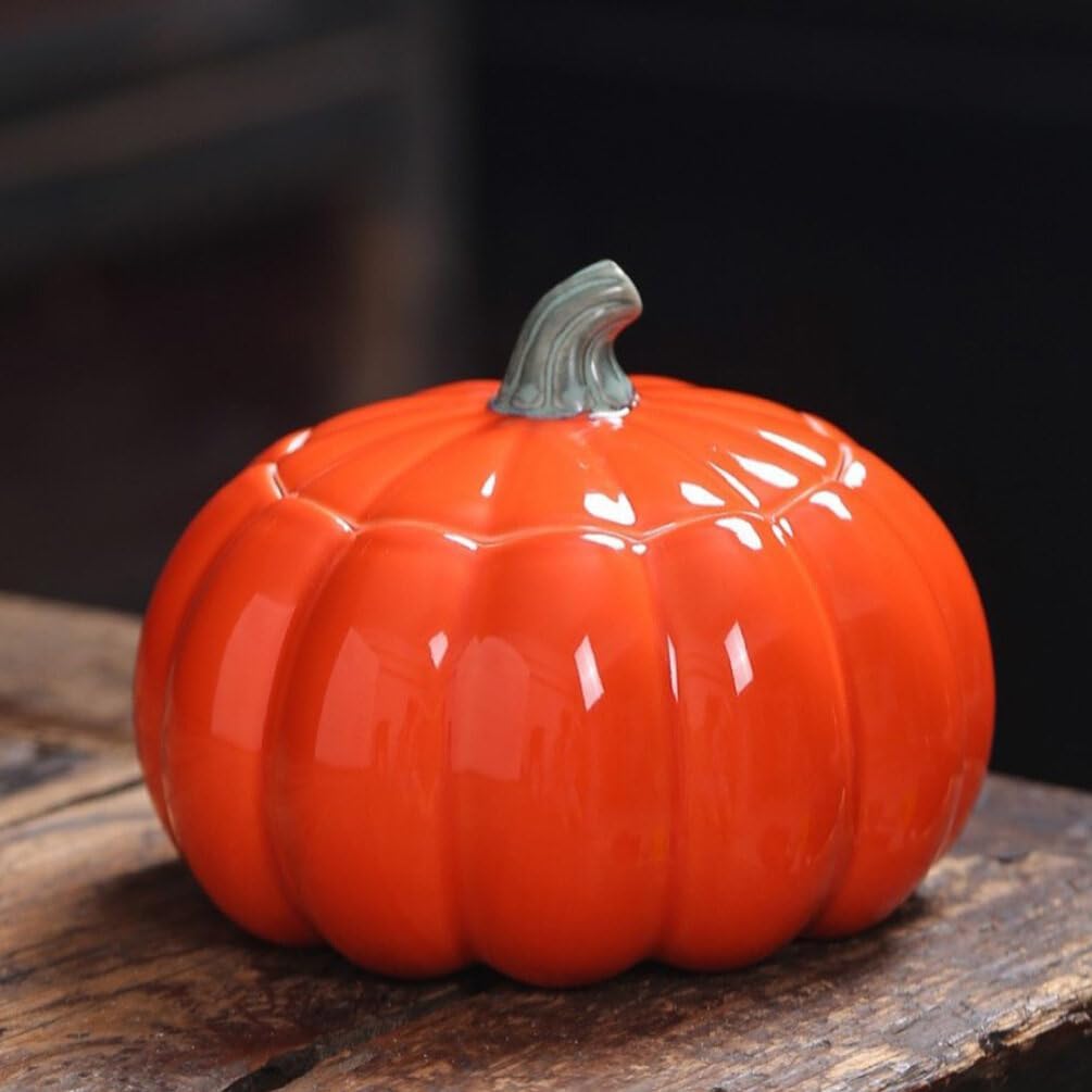 Kichvoe Latas de té chino, tarro de calabaza de Halloween, tarro de cerámica para almacenamiento de alimentos, recipiente de cocina de porcelana,