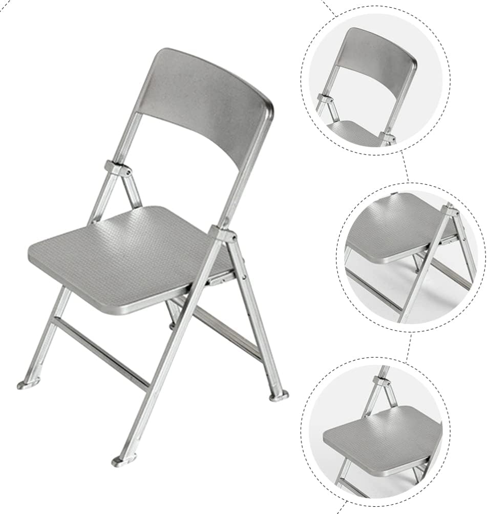 ibasenice Silla plegable para casa de muñecas, silla pequeña transparente, modelo de silla en miniatura, silla plegable en miniatura, sillas