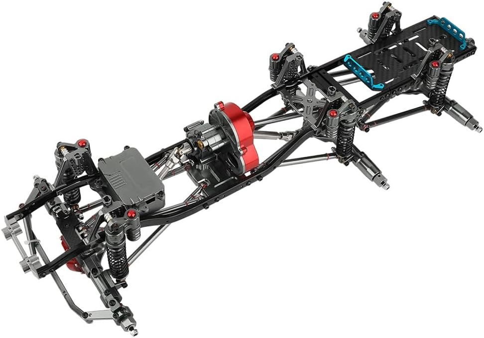 Juego de marcos de chasis de 17.717 in de distancia entre ejes de 6 x 6 con transmisión frontal, medio trasero, eje completo para 110 RC Crawler Car
