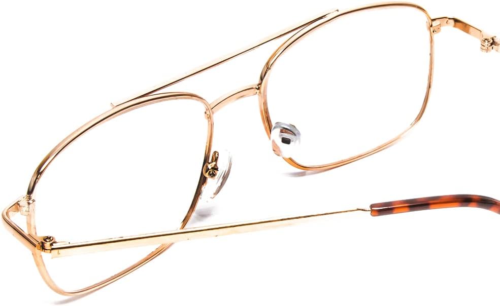 Calabria 8151 Square Pilot – Lentes de lectura de metal para hombre y mujer, diseño clásico de moda, ligeros, elegantes