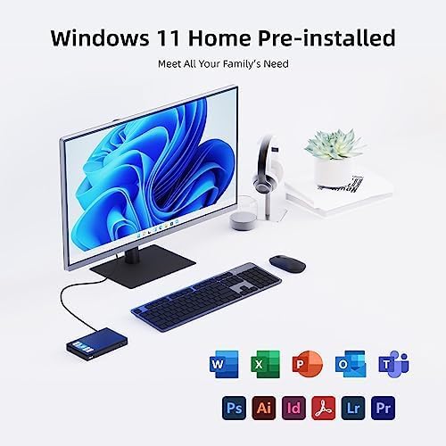 MeLE Quieter3C Mini PC sin ventilador Windows 11 Home, N5105 4GB 128GB Micro computadora de escritorio pequeño con función completa USB-C, WiFi5,