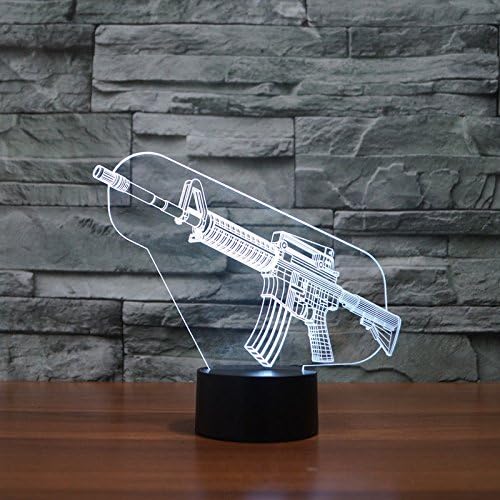 3D Gun Luz nocturna 16 cambio de color LED Control remoto mesa lámpara de escritorio acrílico plana ABS base USB decoración del hogar juguete
