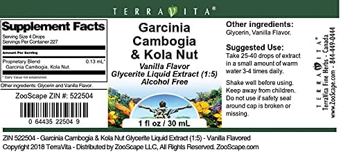 Garcinia Cambogia & Kola Nut Glicerita Extracto Líquido (15) – Sabor Vainilla (1 oz, ZIN 522504)