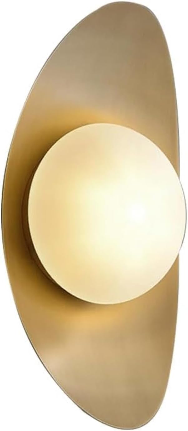 Aplique de pared moderno de mediados de siglo, lámpara de pared de cristal, forma clásica de media luna, luz dorada de montaje en pared para sala de