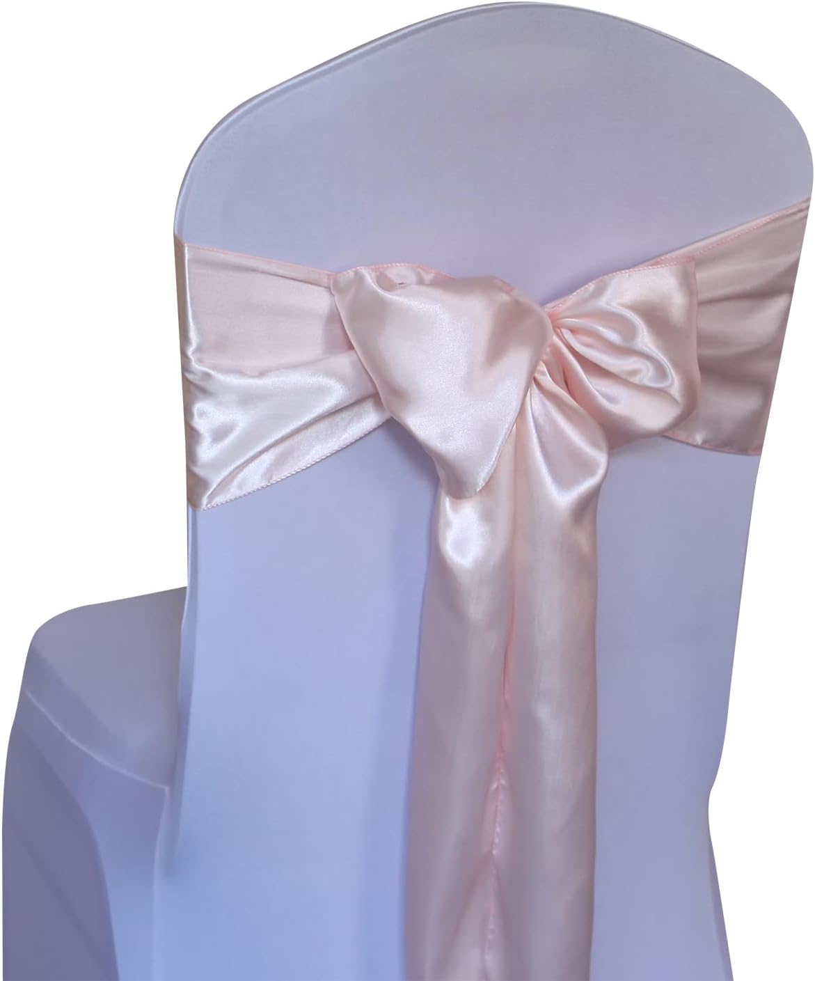WELMATCH Lazos para silla de satén rosa rubor, 12 unidades, para decoración de banquetes de boda, fiesta, evento, decoración (rosa rubor, 12)