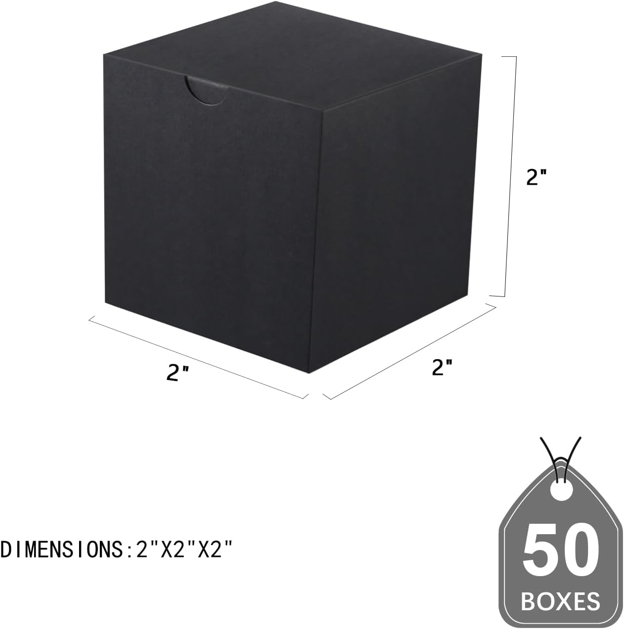 JINMING 50 cajas de regalo pequeñas de 2 x 2 x 2 pulgadas, cajas de regalo con tapas, cajas de regalo negras mate a granel para cupcakes, dulces,