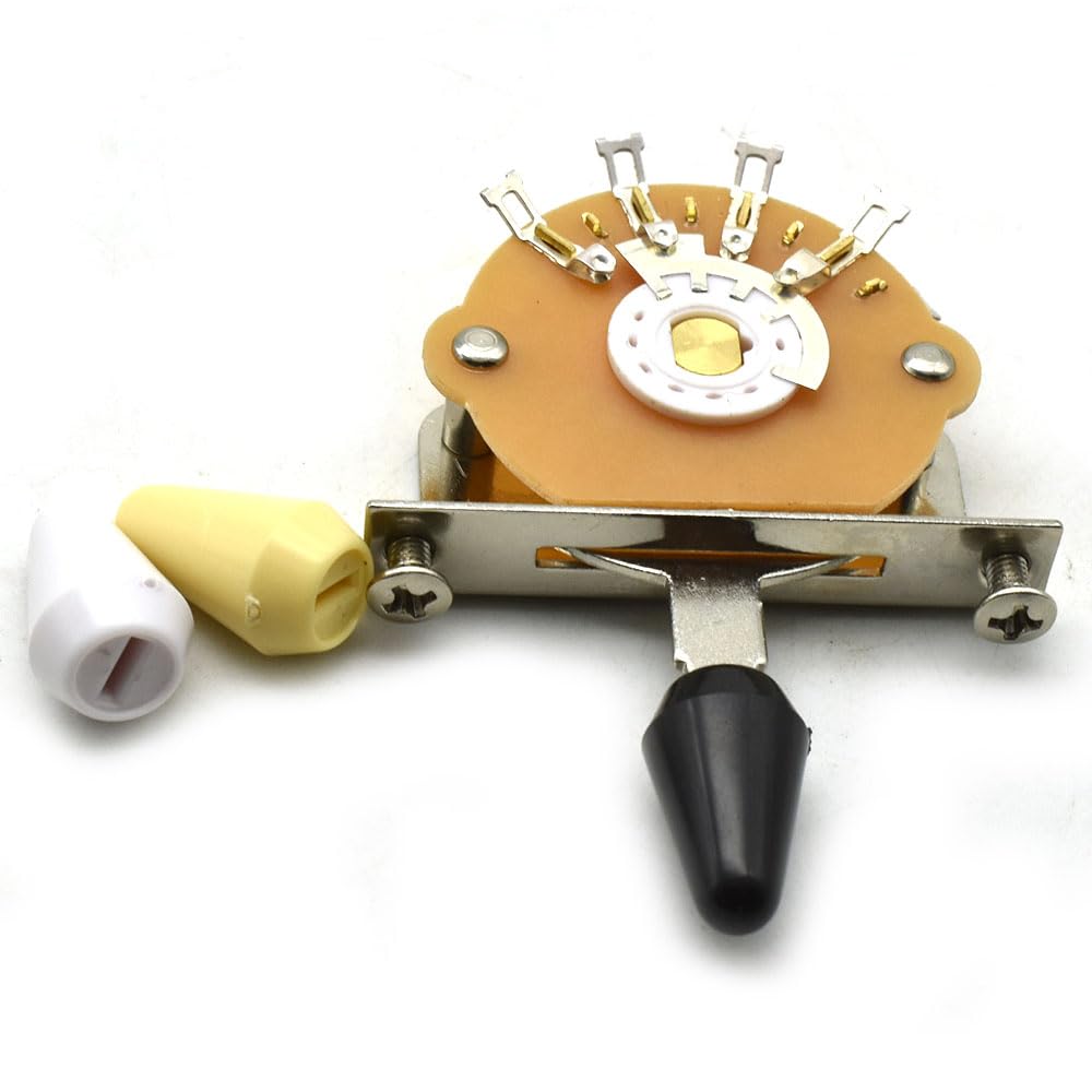 Interruptor selector de pastilla de 3 vías para guitarra eléctrica, con perilla negra, blancaamarilla para guitarra eléctrica Fender de 8 patas (3