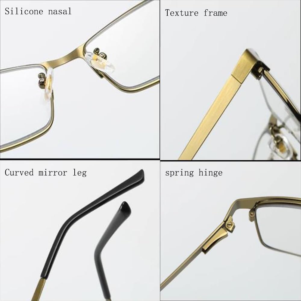 DOUKI Gafas de lectura progresivas multifocal+1.5 para hombres Gafas de sol fotocromáticas de metal medio marco lectores rectángulo