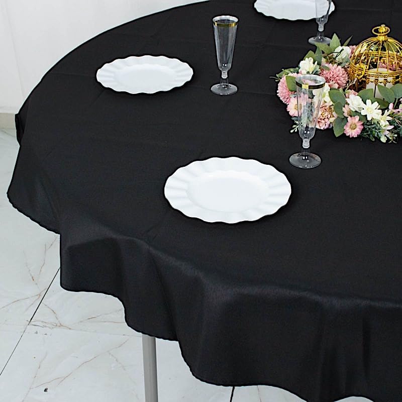 Balsa Circle Mantel redondo negro de 70 pulgadas de poliéster de alta calidad, ropa de cama de boda, fiesta, eventos, recepción, catering,