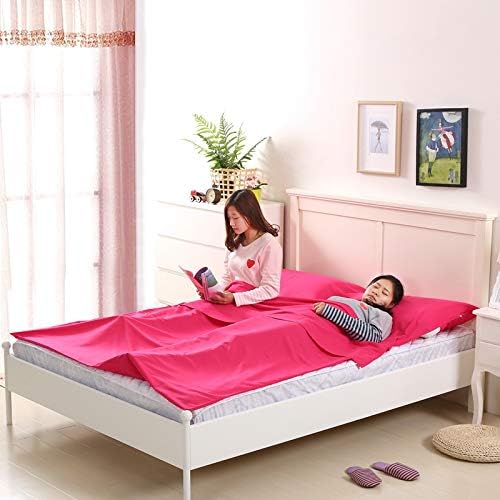 Saco de dormir para camping, ligero, portátil, limpio, saco de viaje para hotel, tren, senderismo, picnic al aire libre (rojo)