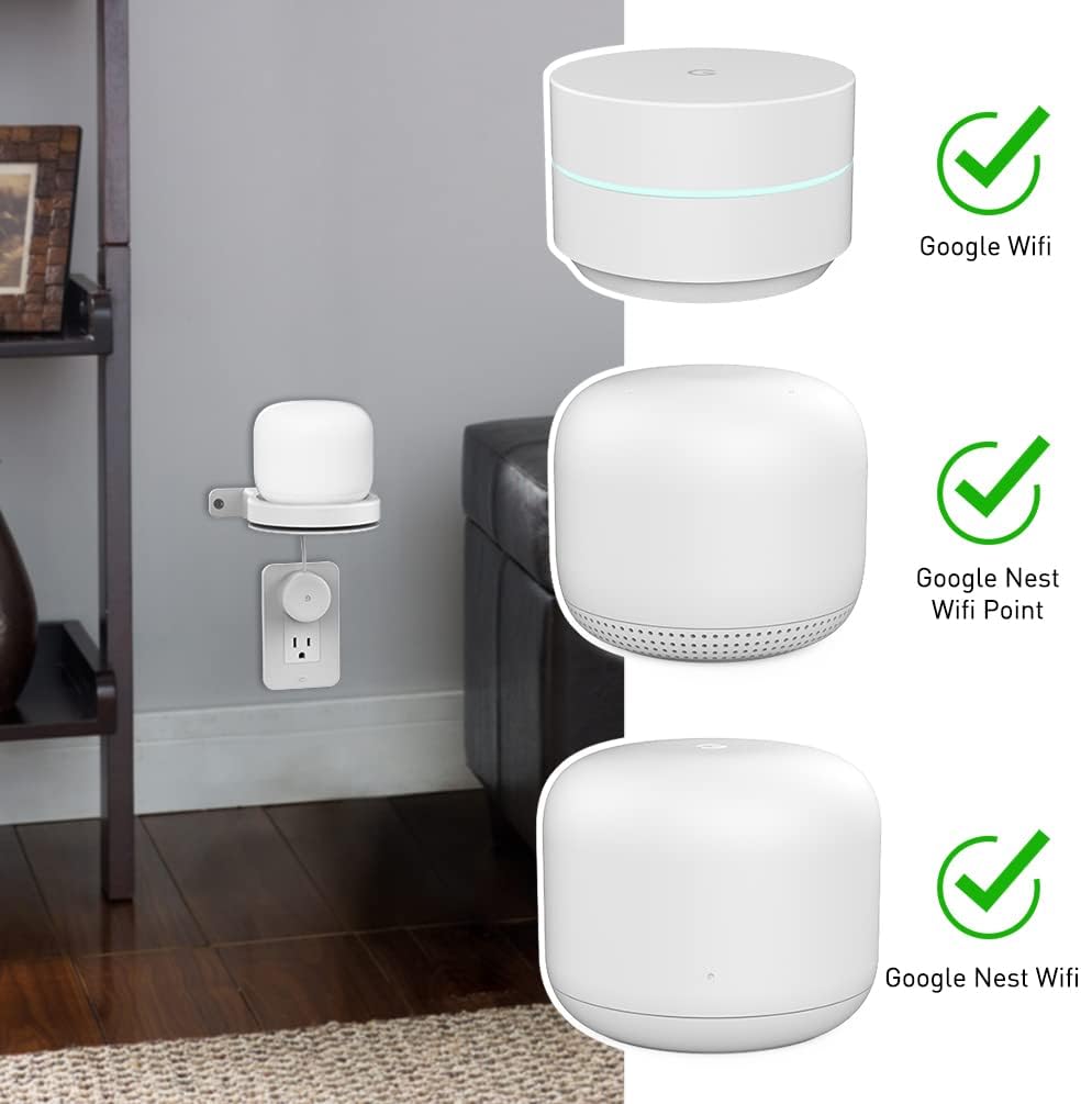 Delidigi Soporte de pared ABS compatible con el router WiFi Nest AC2200 – Estante para punto WiFi Nest gestión de cables integrada (blanco)