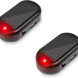 Luz de alarma de coche de energía solar simulada simulada alarma antirrobo LED intermitente luz de seguridad con nuevo puerto USB, rojo x2 Luz de alarma de coche de energía solar simulada simulada alarma antirrobo LED intermitente luz de seguridad con nuevo puerto USB, rojo x2