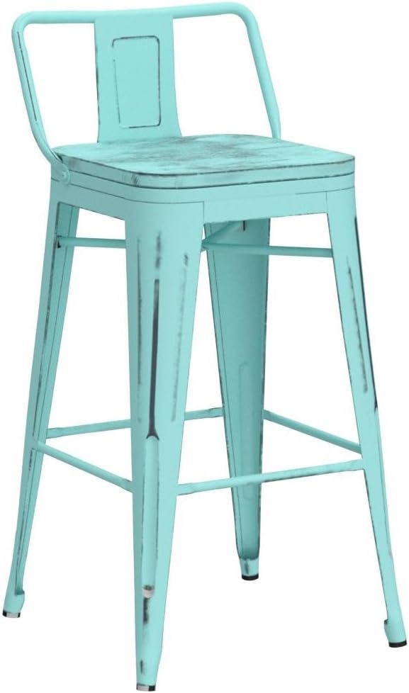 Changjie Furniture Juego de 4 taburetes de bar giratorios de 24 pulgadas con respaldo, taburetes de bar industriales para cocina (giratorios de 24