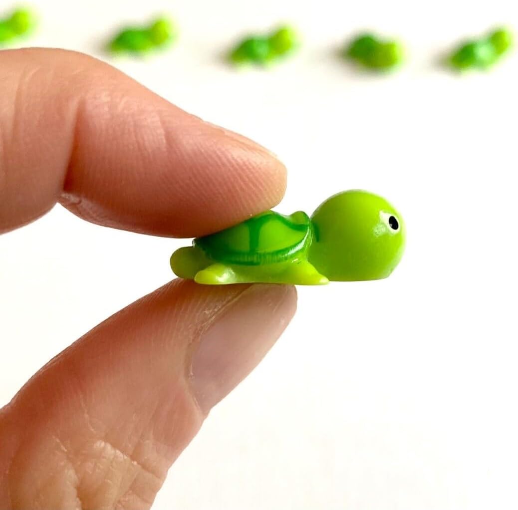 Mini tortuga de resina, casa de muñecas, tortuga de resina en miniatura, juguete de terrario de hadas de jardín, mini decoración de paisajismo (2