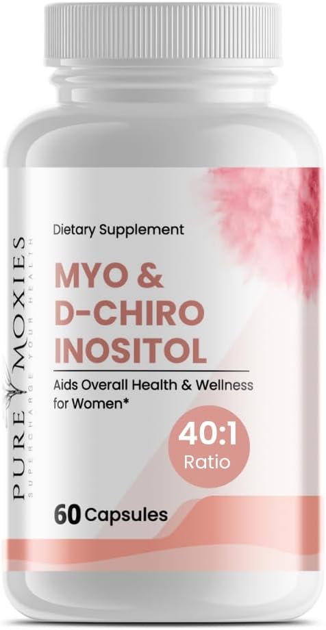 Pure Moxies Mio-inositol y D-quiro-inositol, suplemento de fertilidad SOP, relación 401, promueve el equilibrio hormonal y la función ovárica,