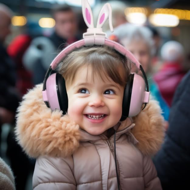 clawster Protección auditiva rosa para bebés y niñas, orejeras ajustables con reducción de ruido de 27 dB, accesorio divertido y lindo para niños de