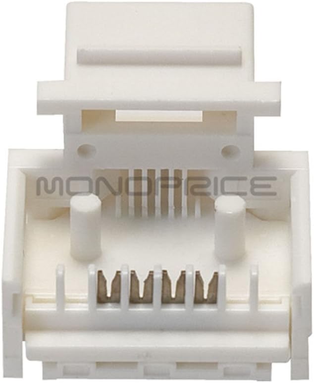 Monoprice RJ-11 Conector Keystone sin herramientas, blanco (107288) (paquete de 2)