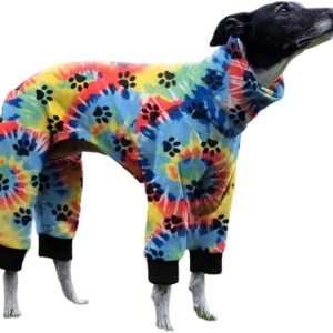 Cnkwei Pijama de perro mediano y grande con estampado de pata de perro Cnkwei Pijama de perro mediano y grande con estampado de pata de perro