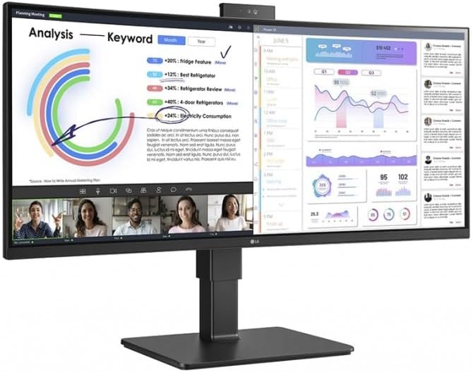 LG UltraWide 34BQ77QC-B – Monitor LED – Curvo – 34″ – 3440 x 1440 UWQHD  60 Hz – IPS – 300 cdm – 10001 – HDR10-5 ms – 2xHDMI, DisplayPort, USB-C –