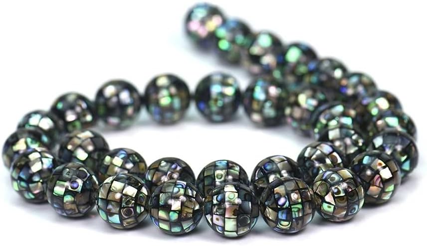 ABC GEMS USA (10 unidades) cuentas de abulón arcoíris de Nueva Zelanda (cada cuenta es un testamento para el arte intensivo de mano de obra,