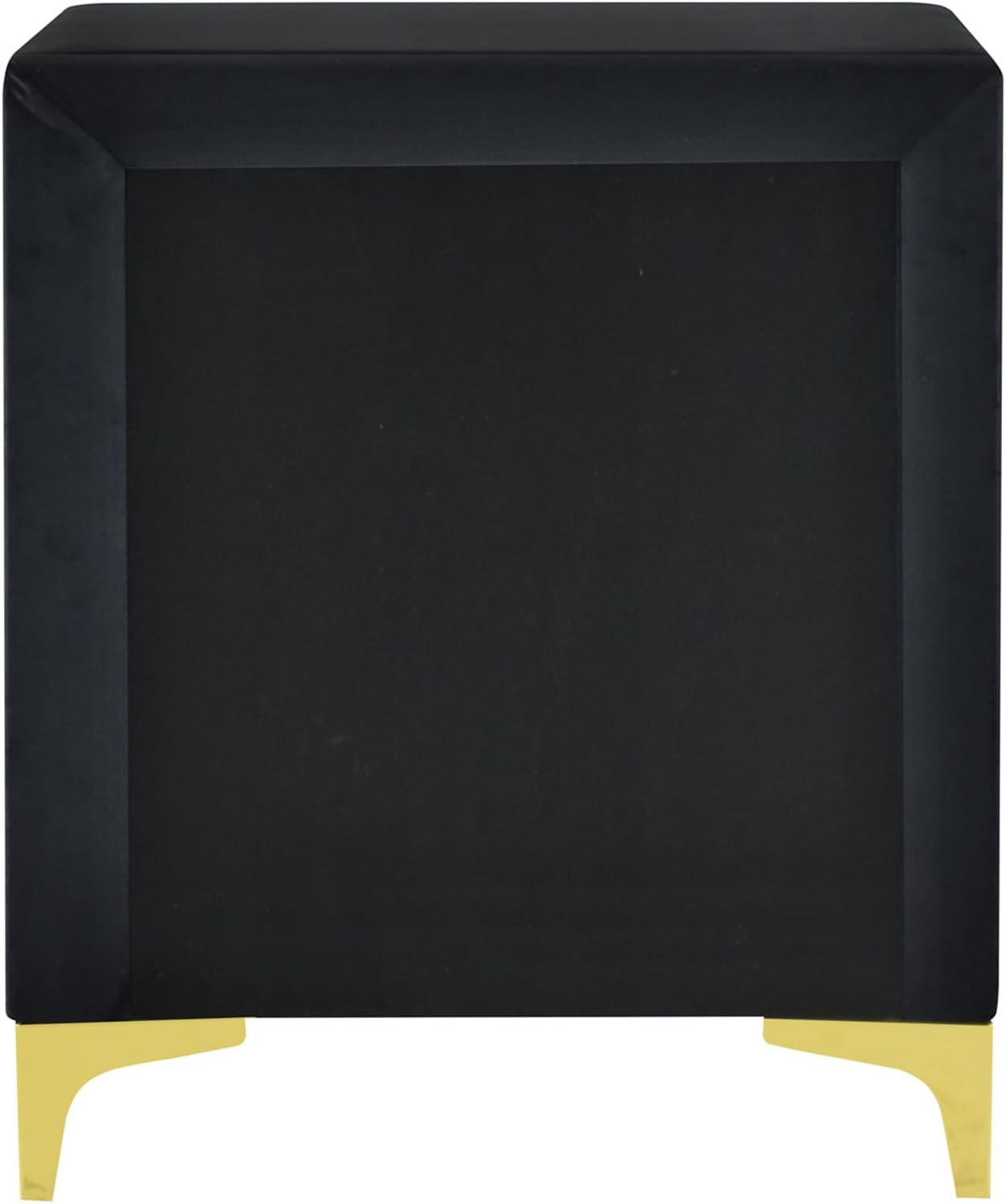Better Home Products Mesita de noche Monique Velvet con patas doradas en negro