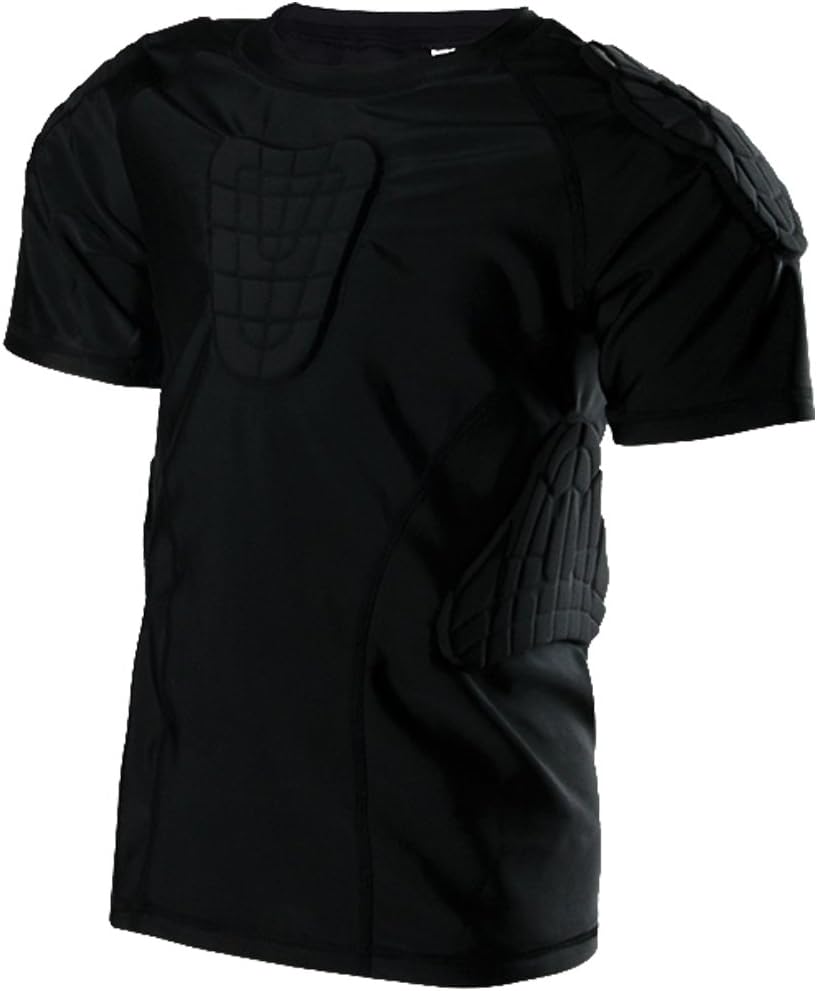 Camisetas acolchadas para niños, manga corta, compresión en el pecho y costillas, equipo de protección juvenil