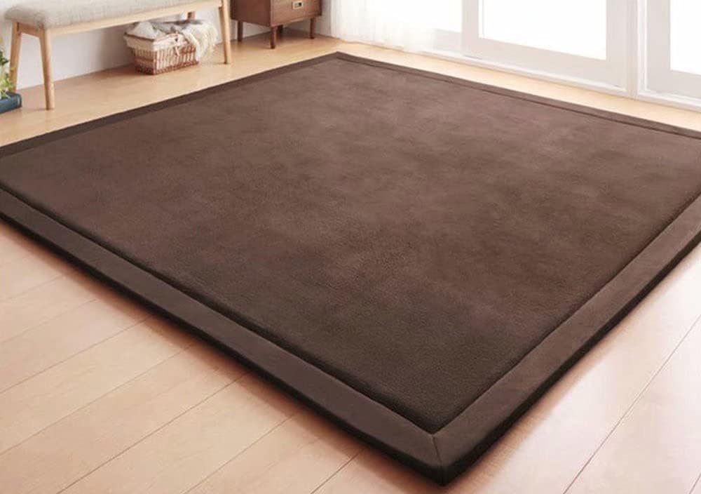 Alfombras de terciopelo coral para gatear, hechas a mano, tejido de espuma de felpa, tapete de ejercicio suave y grueso para niños