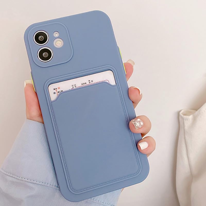 Compatible con Xiaomi Redmi Note 10s o Redmi Note 10 Silicona TPU Slim Card Wallet Holder Phone Back Case Cover (Azul Gris)