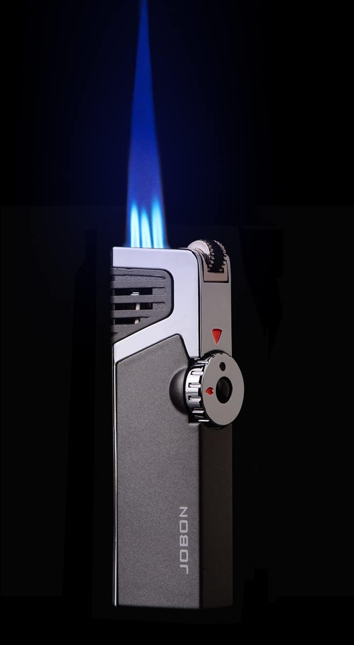 -Encendedores recargables resistentes al viento – Encendedores de gas butano de metal – Encendedor de inyección directa triple turbo – Fija la
