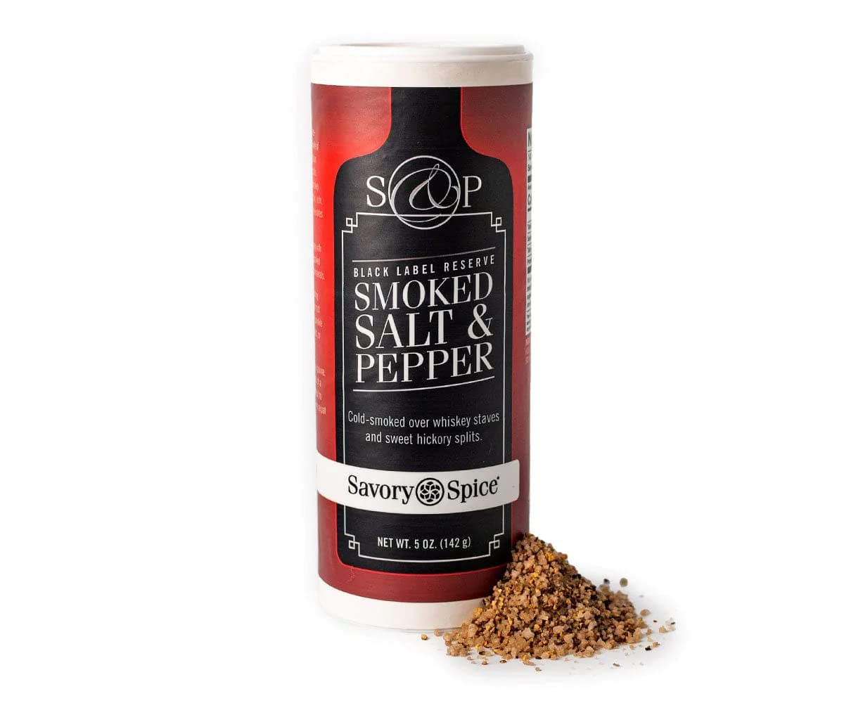 Savory Spice Black Label Reserve – Sal ahumada y pimienta  Condimento ahumado, añade sabor a parrilla real  Mezcla de sal ahumada de nogal y