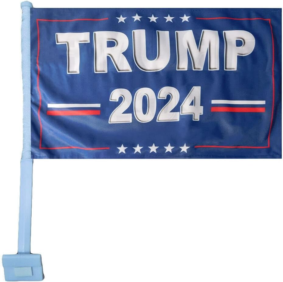 Premium 12 Pack Trump 2024 12″x18″ Double Sided Rough Tex Knit Nylon Car Flag