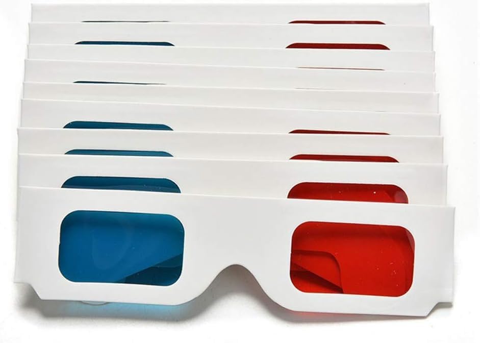 3 gafas estéreo 3D unisex azules y rojas plegables de cartón 3D para películas, TV, revistas y más inteligentes y atractivos, accesorios