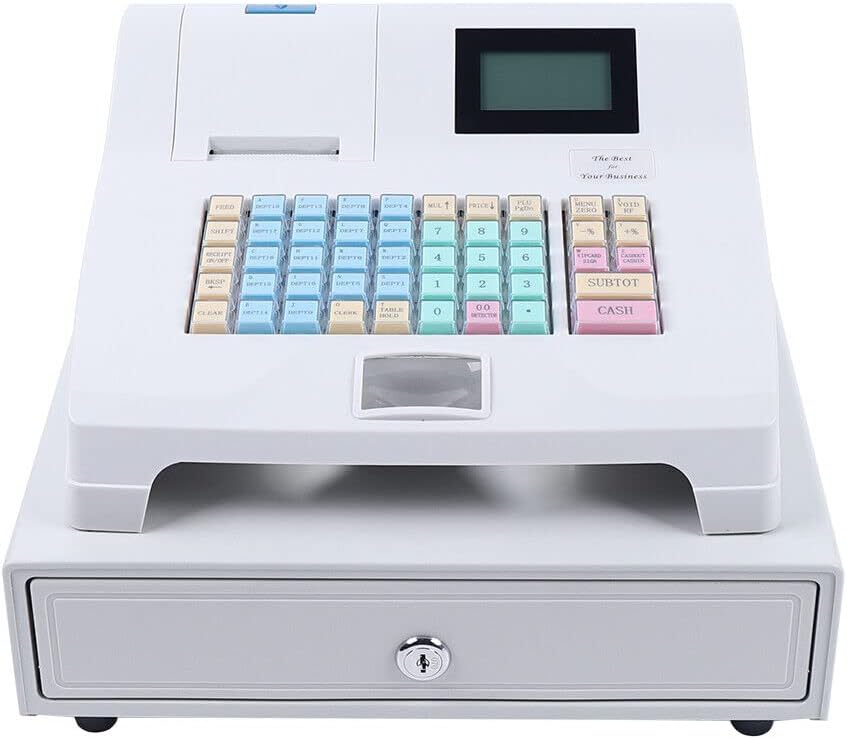 Caja registradora electrónica, sistema de posición LED48-Key con doble pantalla y funciones de impresión, caja registradora electrónica con cajones