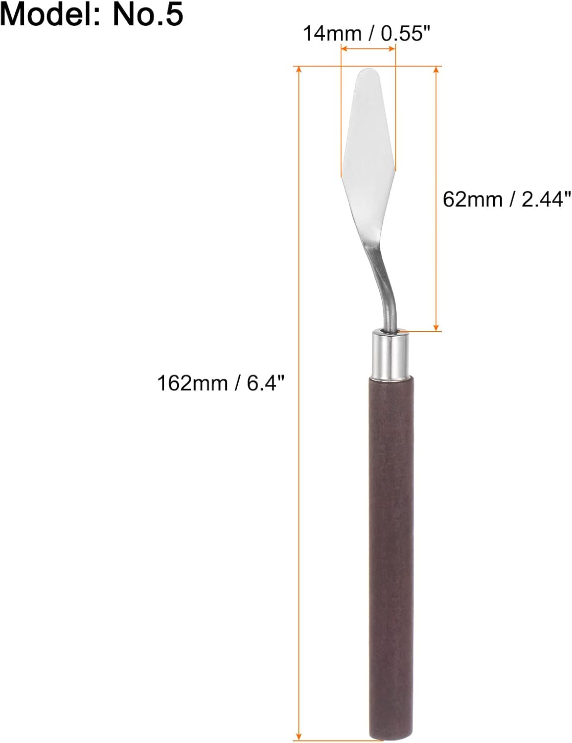 2 cuchillos de paleta No.5 de 0.551 in de ancho, espátula puntiaguda pequeña de acero inoxidable, cuchillo de paleta de pintura con mango de madera