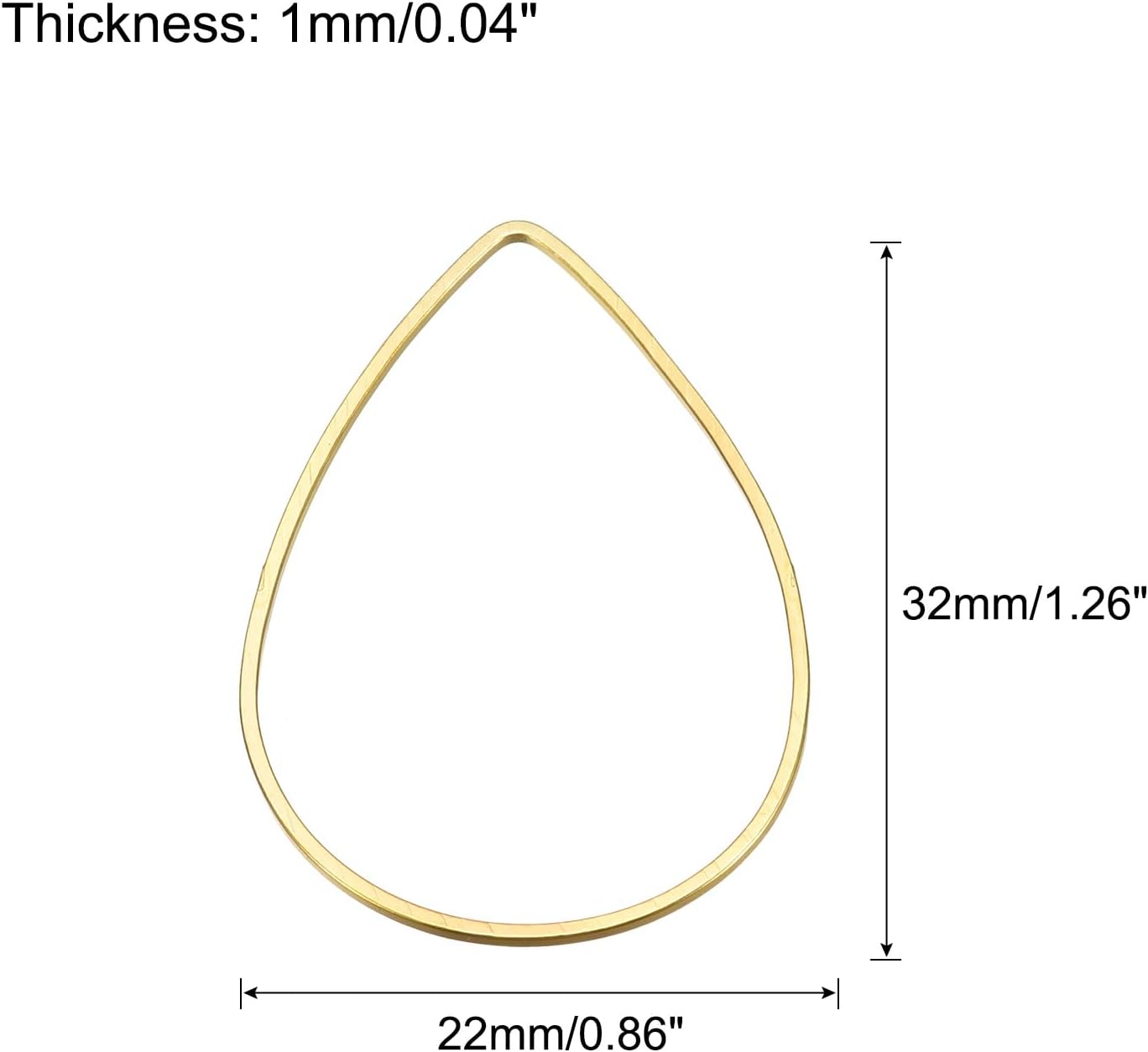 MECCANIXITY Enlace de aro con cuentas de lágrima, bisel abierto hueco de 0.86 x 1.26 pulgadas, tono latón, para hacer joyas de aretes, paquete de 50