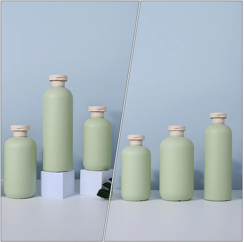 Lurrose Botellas exprimibles con tapa abatible, 3 recipientes de cosméticos recargables, botellas de champú y acondicionador de viaje para artículos