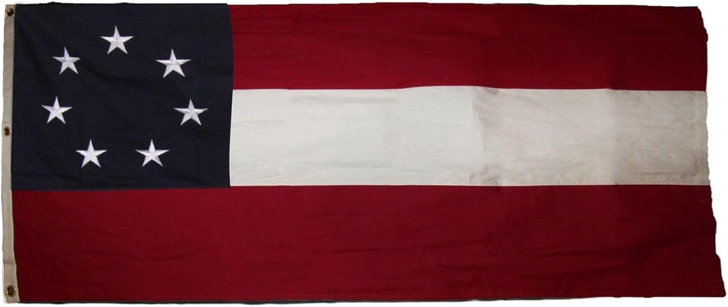 Premium 5×9.5 ft Embroidered Bars 1st 7 Cotton Casket Flag