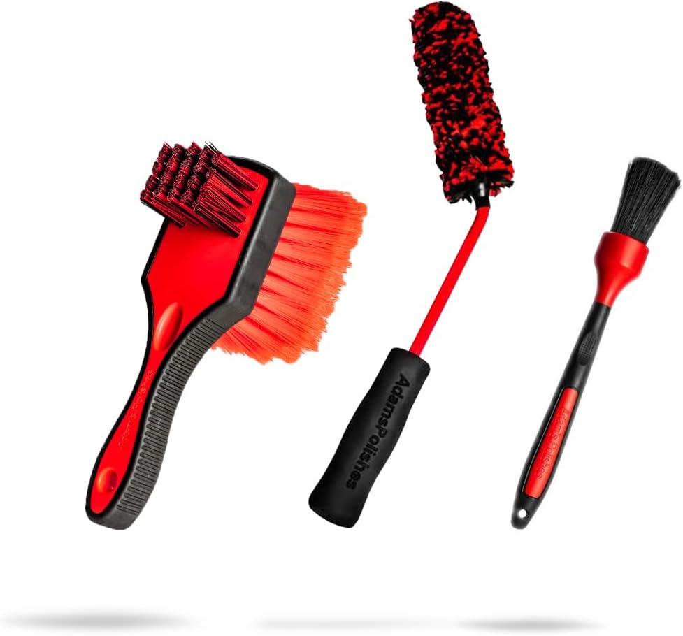 Adam’s Polishes Paquete de cepillos para ruedas detalladas, cepillos de limpieza de automóviles para limpiadores de ruedas y neumáticos, incluye