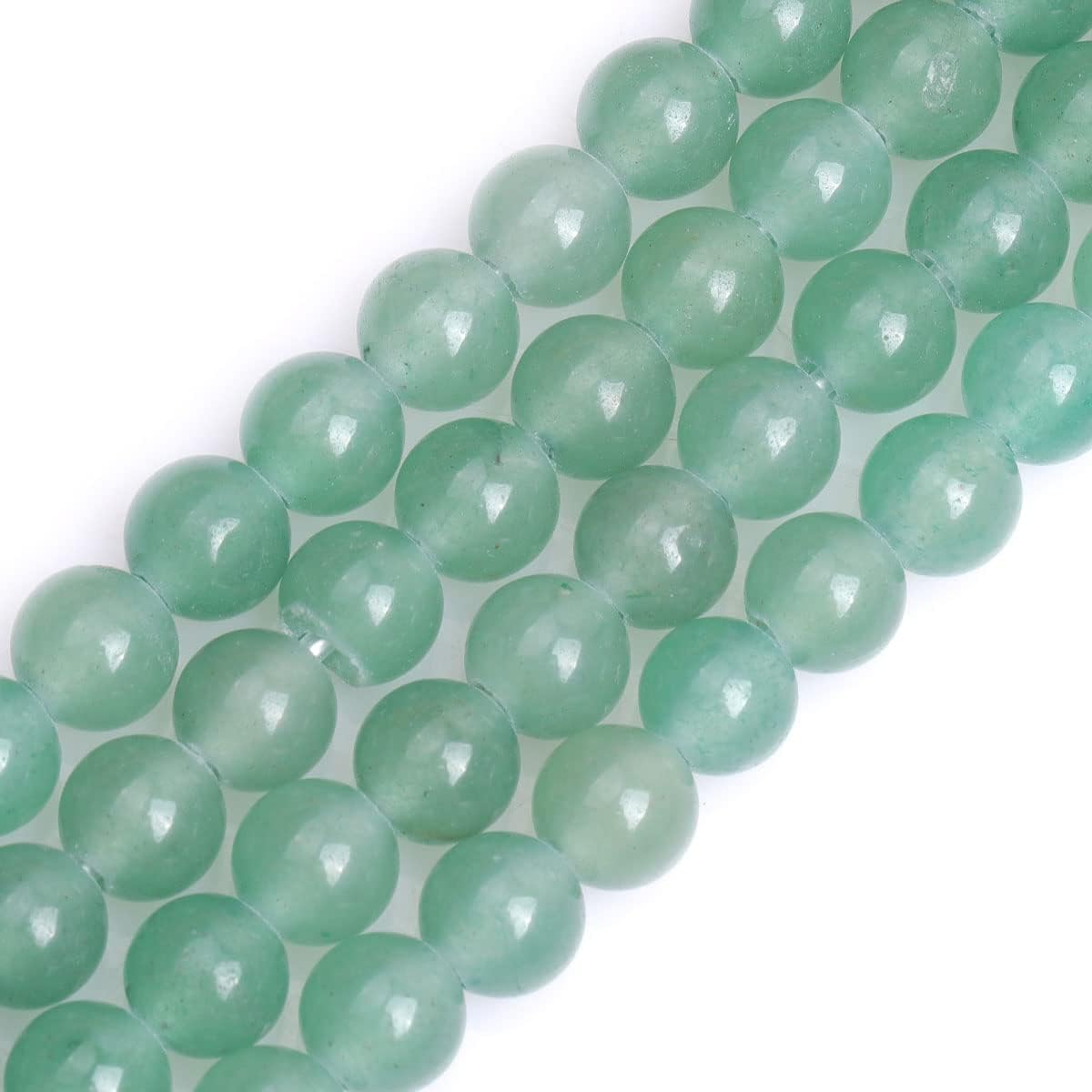JOE FOREMAN Cuentas sueltas semipreciosas redondas de jade de aventurina verde de 0.079 in con agujero grande de 0.236 in para hacer joyas, hebras