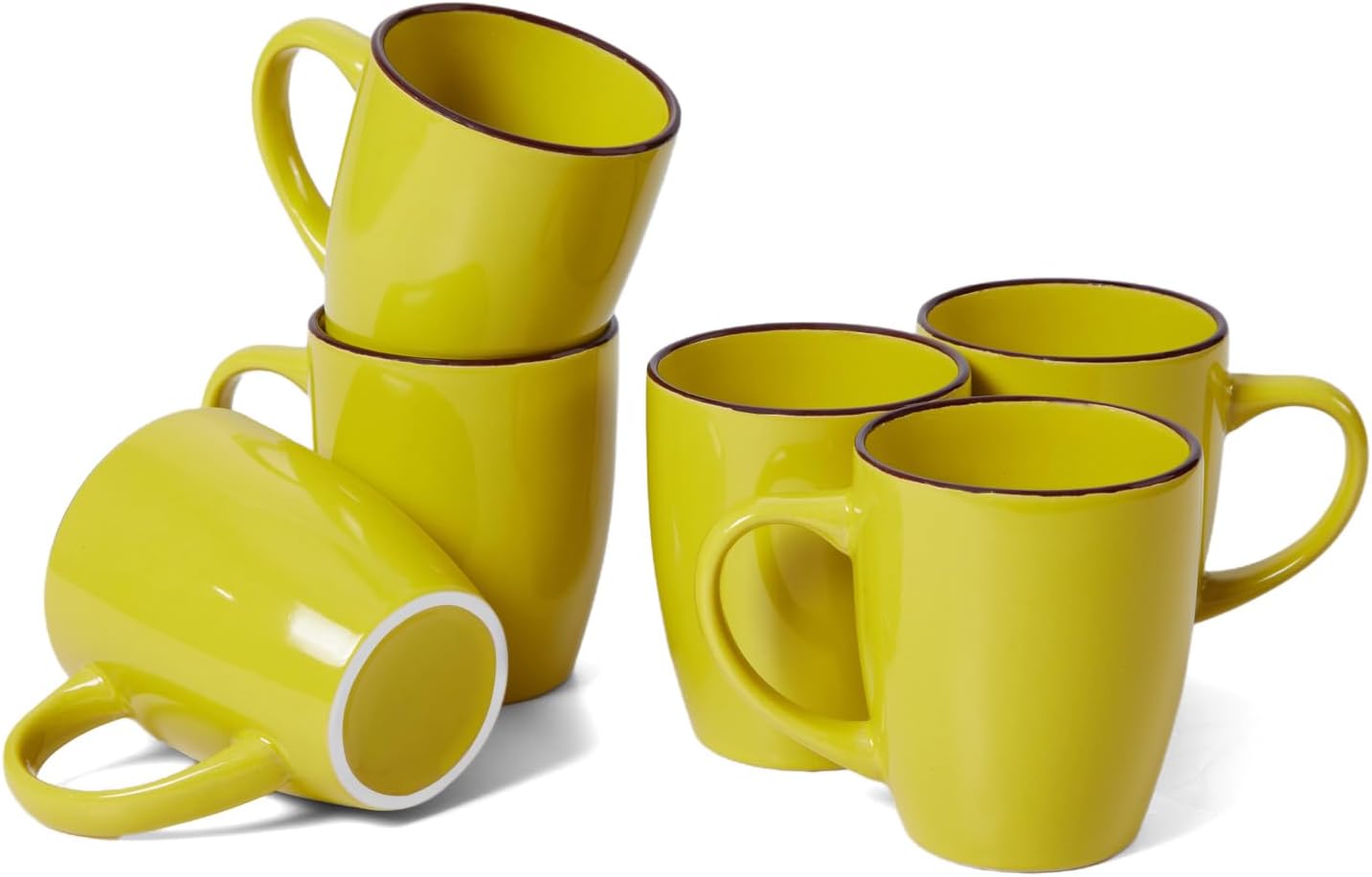 Juego de 6 tazas de café de 12 onzas con mango grande, tazas modernas con asa para té, café con leche, cacao capuchino, aptas para lavavajillas y