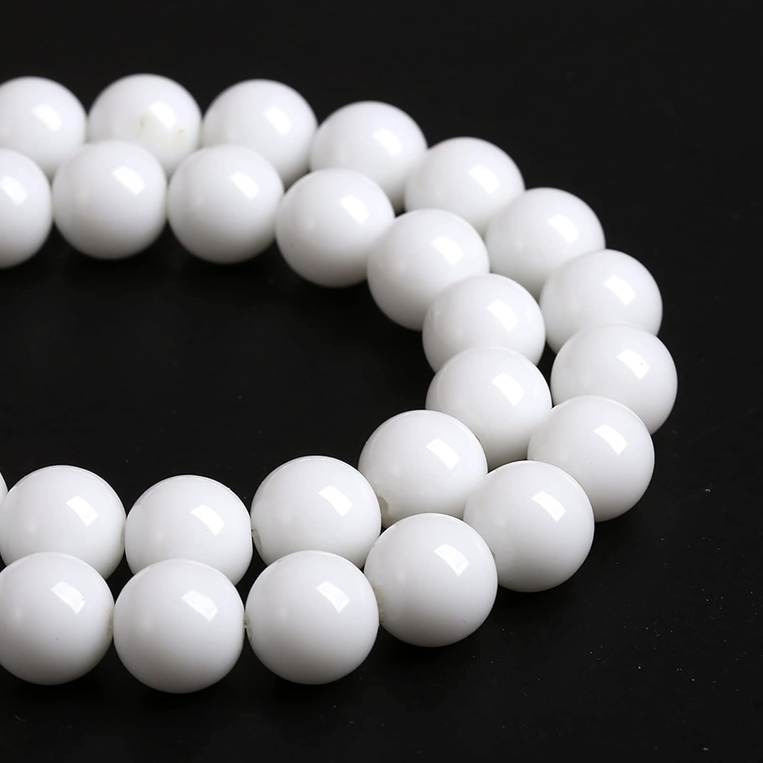 60 cuentas sueltas de ágata blanca de porcelana blanca de 0.236 in, espaciador redondo para hacer joyas, pulseras, collares, 15 pulgadas, energía