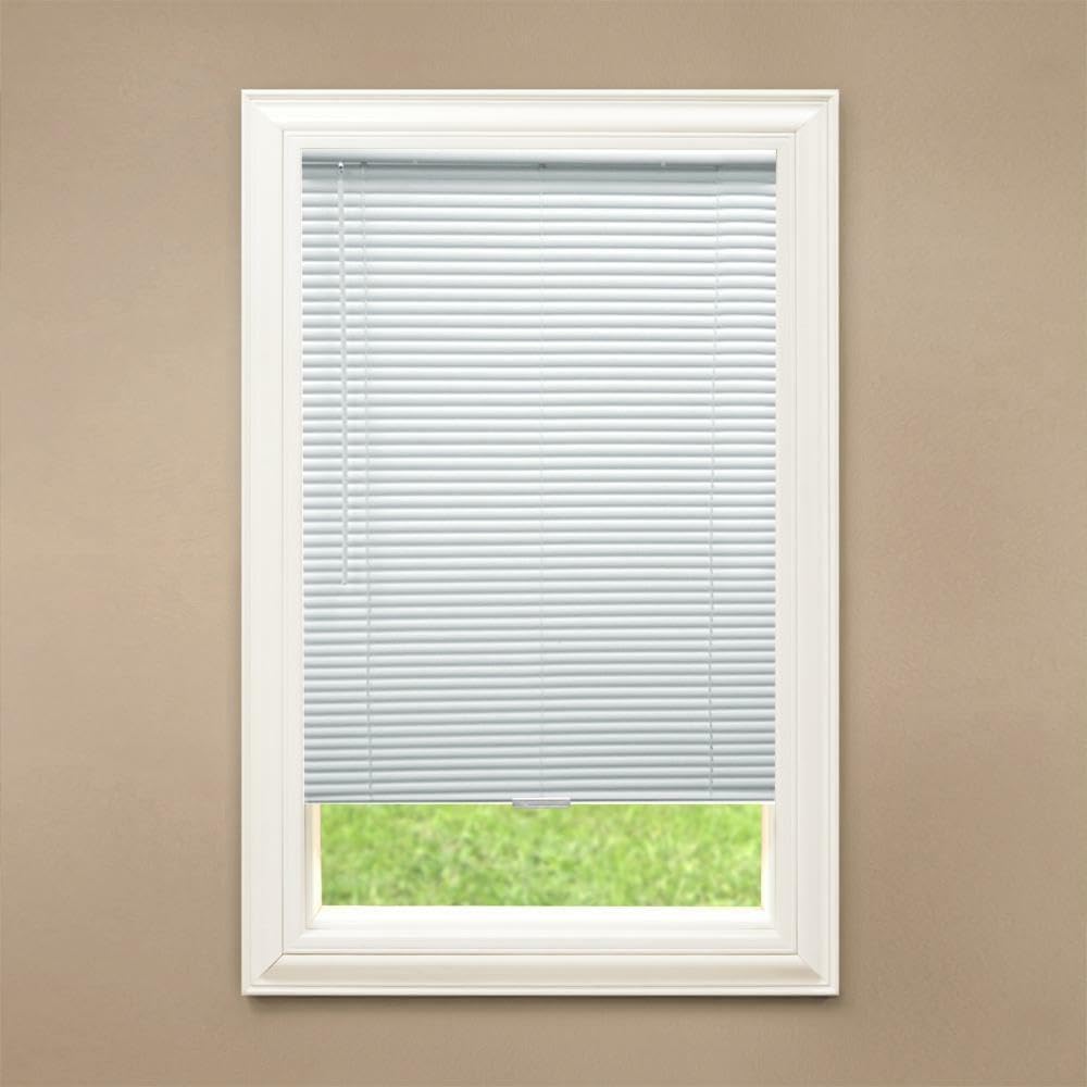 Breslin Blinds – Persianas de vinilo inalámbricas de 1 pulgada de corte personalizado, color blanco (45 12 pulgadas de ancho x 48 pulgadas de largo)
