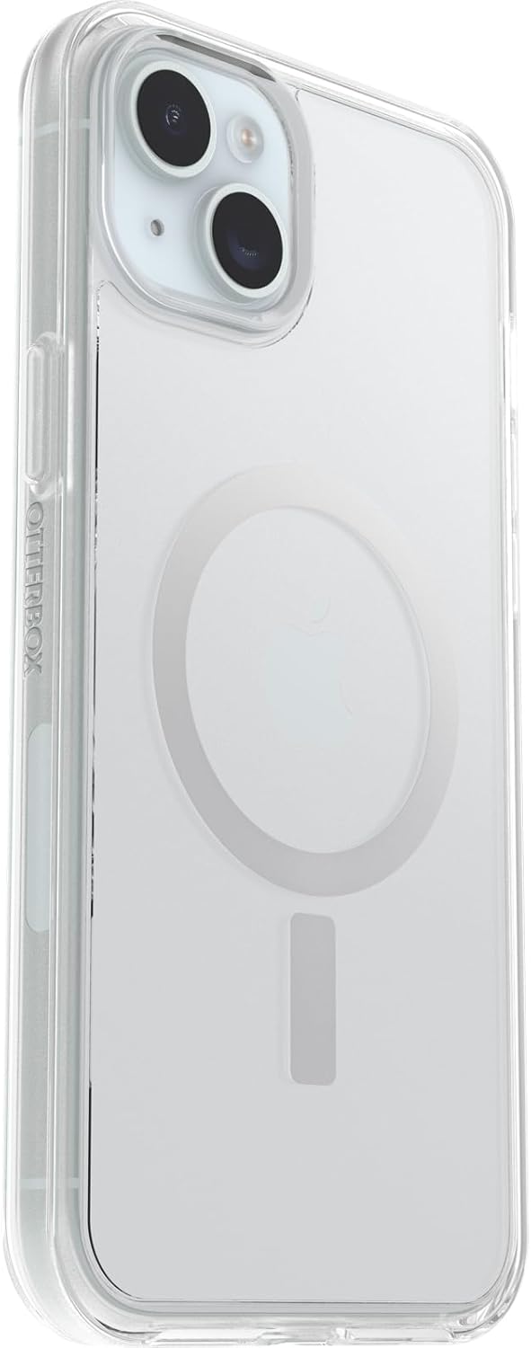 OtterBox Funda transparente para iPhone 15 Plus y iPhone 14 Plus Symmetry Series, (transparente), se ajusta a MagSafe, ultra elegante, bordes
