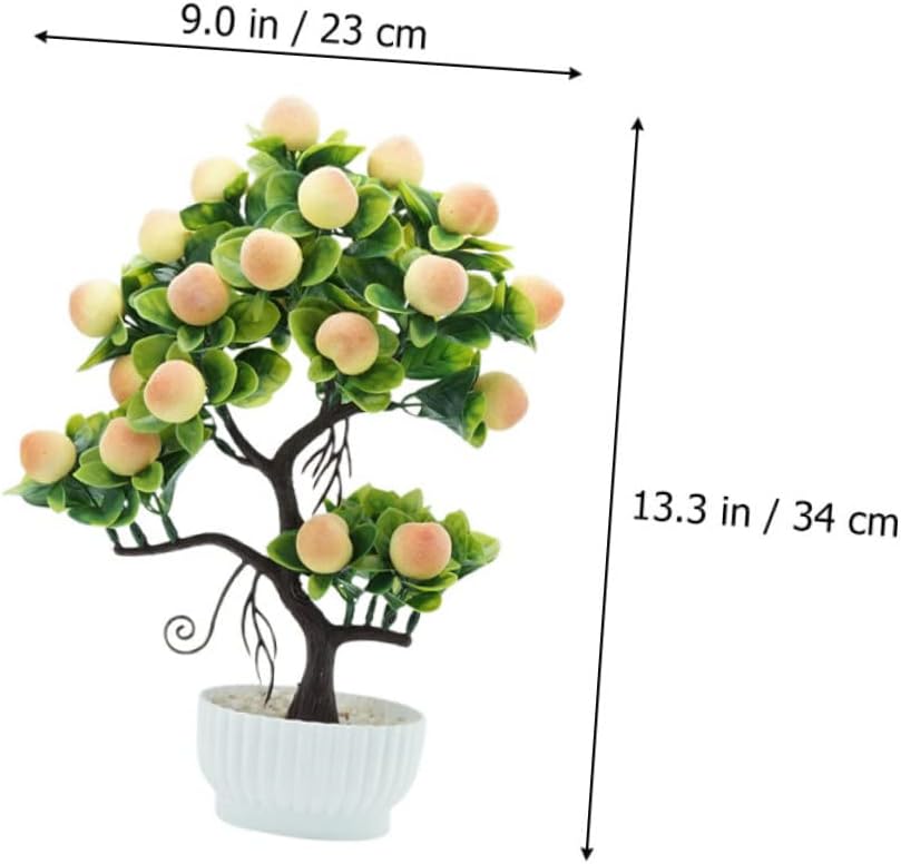 HOMSFOU Árbol frutal artificial de limonero, árbol frutal artificial de melocotón, bonsái en maceta, decoración de fiesta de durazno, árbol pequeño
