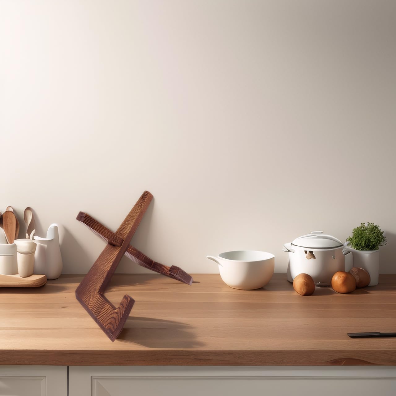 Soporte de libro de cocina para encimera de cocina, soporte de madera para libro de recetas para decoración de mostrador, juego de 2, soporte de