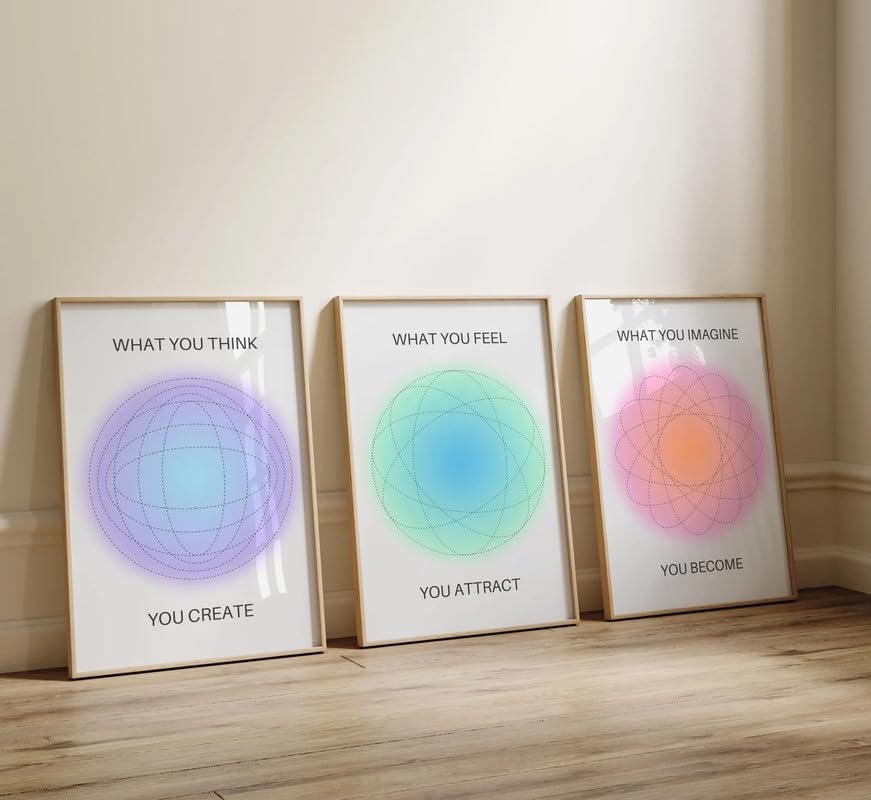 iHery Juego de 3 pósteres grandes de aura sin marco, 12 x 16 pulgadas, lienzo de alta calidad para decoración estética, arte de pared estético,