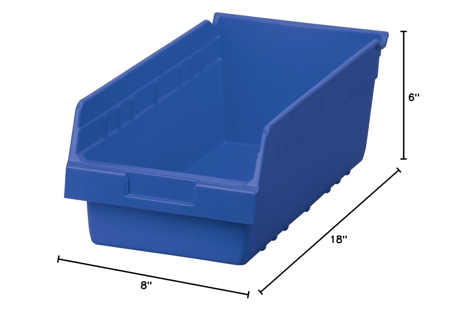 Akro-Mils 30088 ShelfMax – Caja de almacenamiento de plástico, (18 x 8 x 6 pulgadas), azul y 30150 organizador de plástico y contenedores de